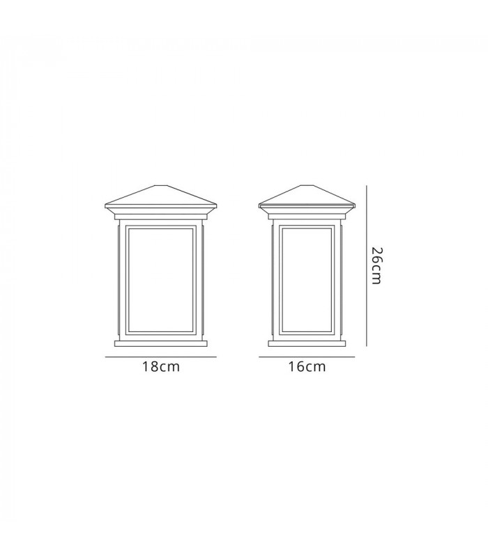 Flush Wall Lamp, 1 x E27, IP54, Antique Bronze, Clear Seeded Glass