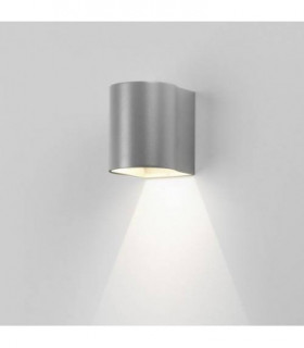 LED 1 Light Outdoor Small Wall Light Textured Painted Silver IP65