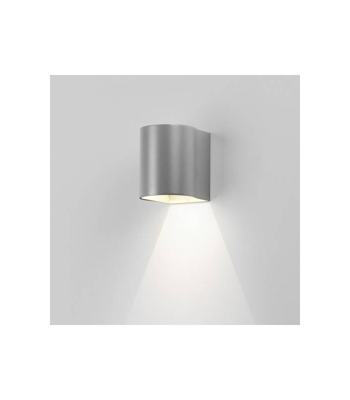 LED 1 Light Outdoor Small Wall Light Textured Painted Silver IP65