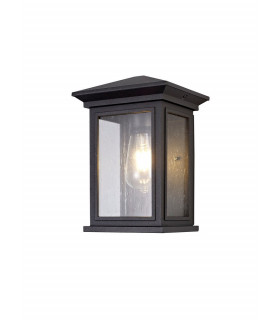 Flush Wall Lamp, 1 x E27, IP54, Anthracite, Clear Seeded Glass