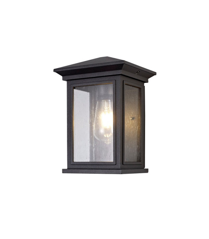 Flush Wall Lamp, 1 x E27, IP54, Anthracite, Clear Seeded Glass