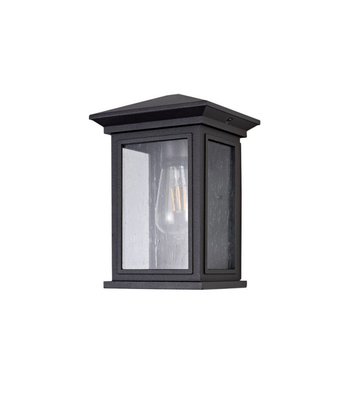 Flush Wall Lamp, 1 x E27, IP54, Anthracite, Clear Seeded Glass
