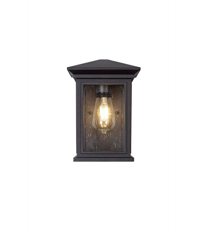 Flush Wall Lamp, 1 x E27, IP54, Anthracite, Clear Seeded Glass