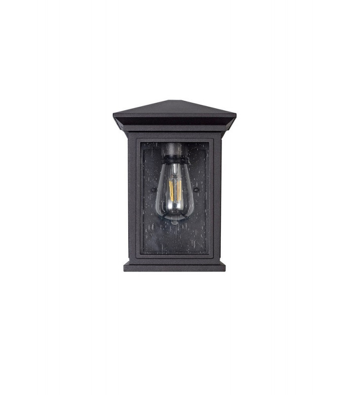 Flush Wall Lamp, 1 x E27, IP54, Anthracite, Clear Seeded Glass