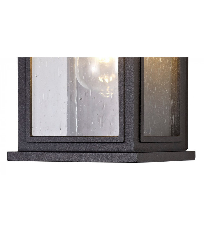 Flush Wall Lamp, 1 x E27, IP54, Anthracite, Clear Seeded Glass