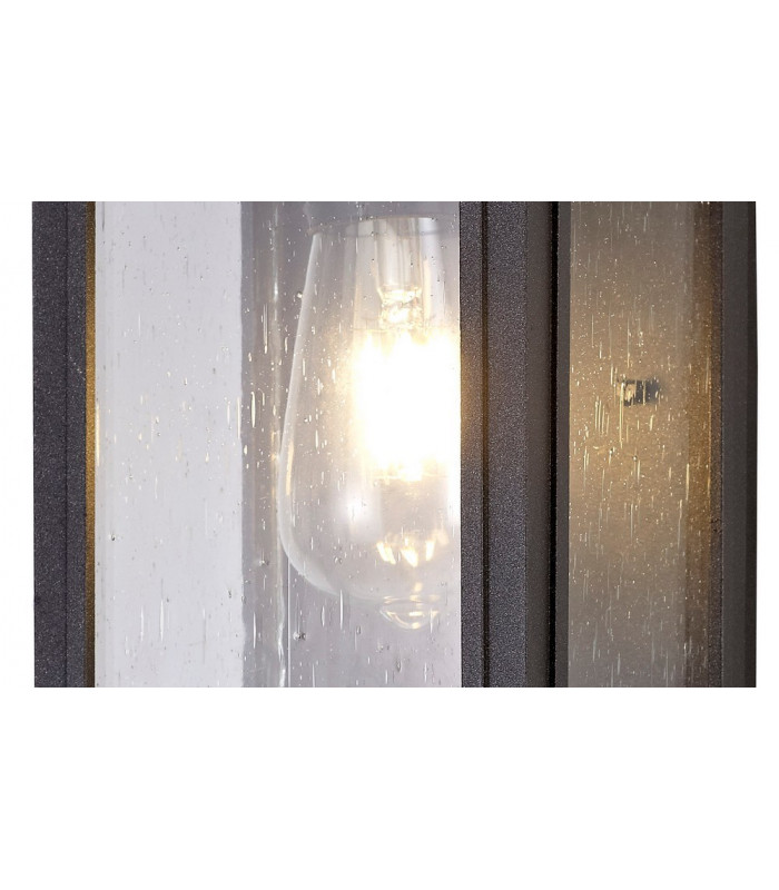 Flush Wall Lamp, 1 x E27, IP54, Anthracite, Clear Seeded Glass