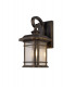 Small Wall Lamp, 1 x E27, Brushed Black Gold, Seeded Glass, IP54