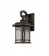 Small Wall Lamp, 1 x E27, Brushed Black Gold, Seeded Glass, IP54