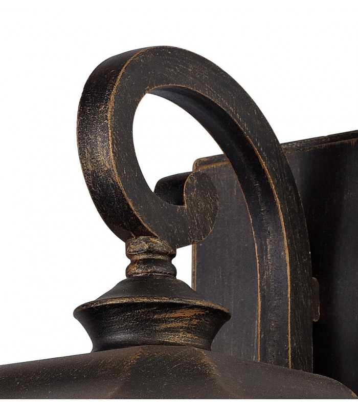 Small Wall Lamp, 1 x E27, Brushed Black Gold, Seeded Glass, IP54