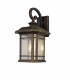 Large Wall Lamp, 1 x E27, Brushed Black Gold, Seeded Glass, IP54