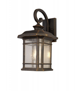 Large Wall Lamp, 1 x E27, Brushed Black Gold, Seeded Glass, IP54