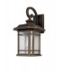 Large Wall Lamp, 1 x E27, Brushed Black Gold, Seeded Glass, IP54