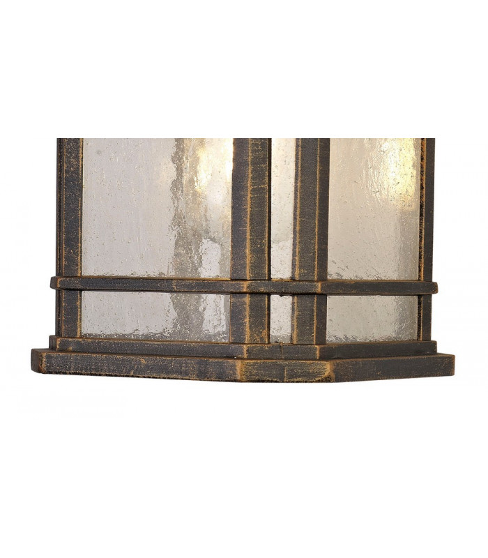 Large Wall Lamp, 1 x E27, Brushed Black Gold, Seeded Glass, IP54