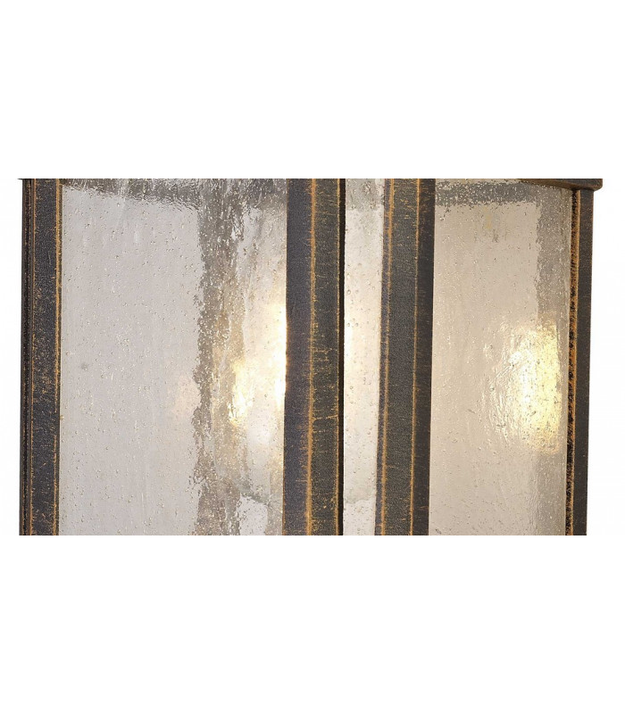 Large Wall Lamp, 1 x E27, Brushed Black Gold, Seeded Glass, IP54