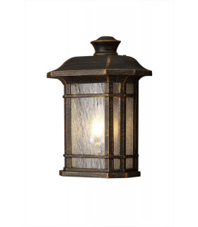 Half Wall Lamp, 1 x E27, Brushed Black Gold, Seeded Glass, IP54