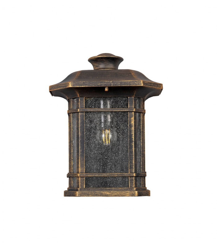 Half Wall Lamp, 1 x E27, Brushed Black Gold, Seeded Glass, IP54