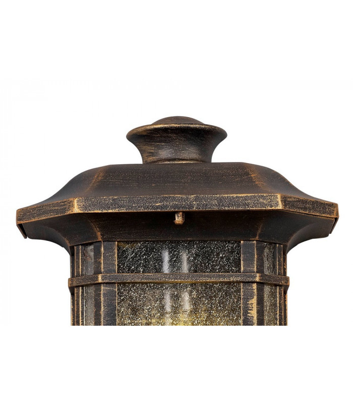Half Wall Lamp, 1 x E27, Brushed Black Gold, Seeded Glass, IP54