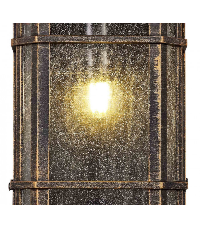 Half Wall Lamp, 1 x E27, Brushed Black Gold, Seeded Glass, IP54