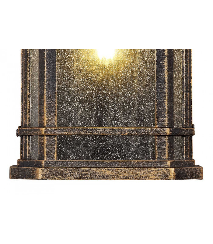 Half Wall Lamp, 1 x E27, Brushed Black Gold, Seeded Glass, IP54