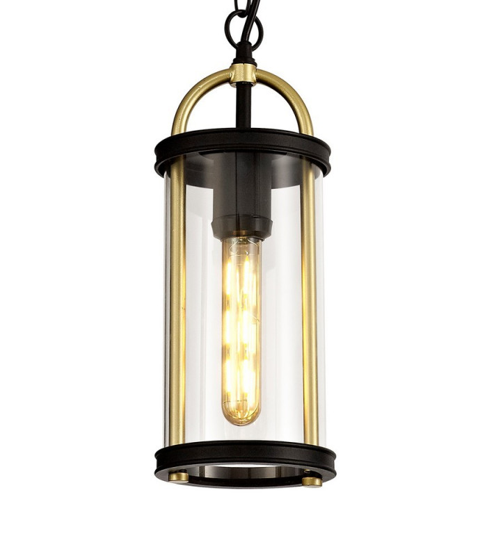 Ceiling Pendant, 1 x E27, Black & Gold, Clear Glass, IP54