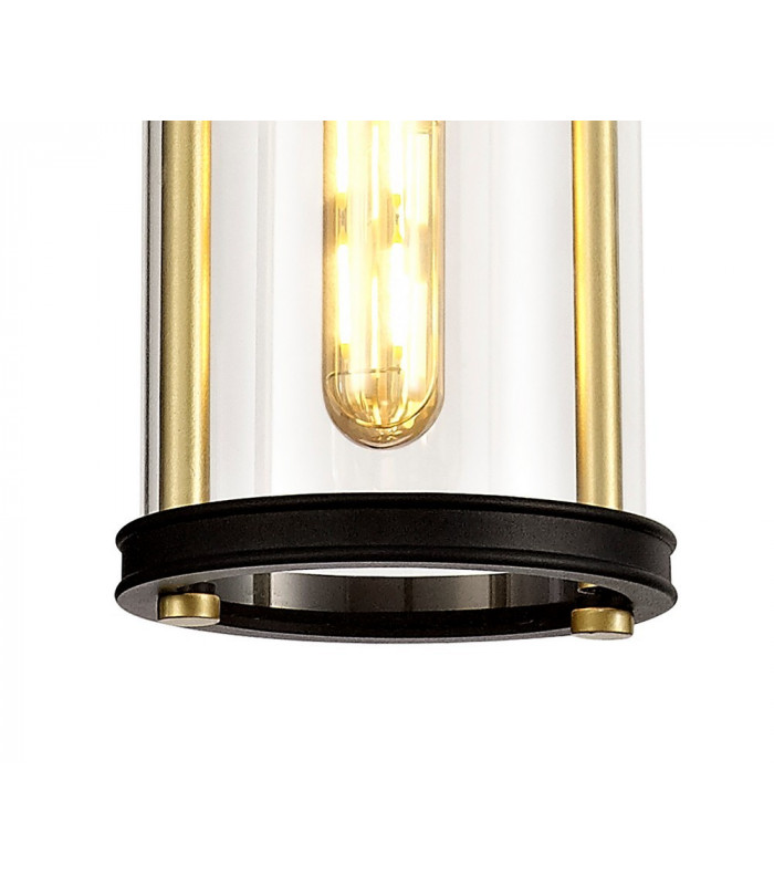 Ceiling Pendant, 1 x E27, Black & Gold, Clear Glass, IP54