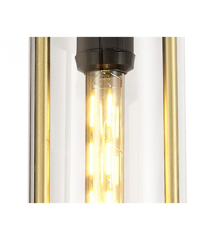 Ceiling Pendant, 1 x E27, Black & Gold, Clear Glass, IP54
