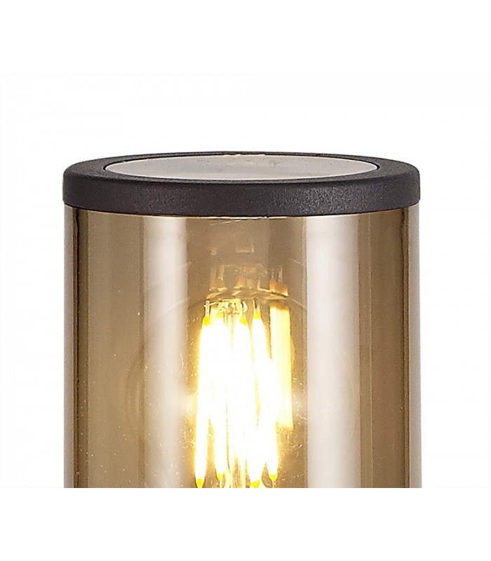 45cm Bollard Post Lamp 1 x E27, IP54, Anthracite, Smoked