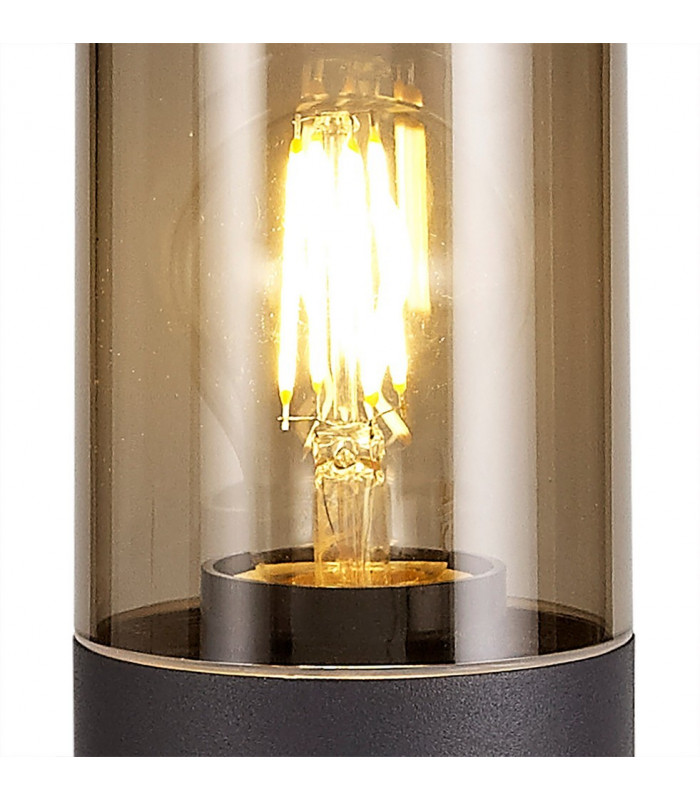 45cm Bollard Post Lamp 1 x E27, IP54, Anthracite, Smoked