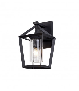 Down Wall Lamp, 1 x E27, IP54, Anthracite, Clear Rain Drop Effect Glass
