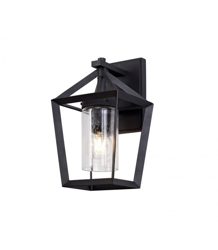 Down Wall Lamp, 1 x E27, IP54, Anthracite, Clear Rain Drop Effect Glass
