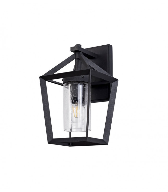 Down Wall Lamp, 1 x E27, IP54, Anthracite, Clear Rain Drop Effect Glass