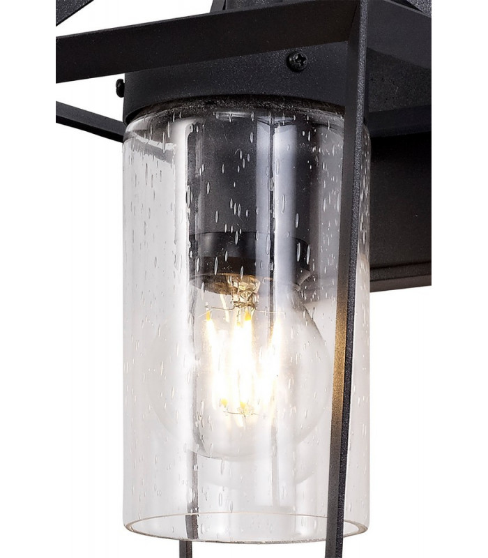 Down Wall Lamp, 1 x E27, IP54, Anthracite, Clear Rain Drop Effect Glass