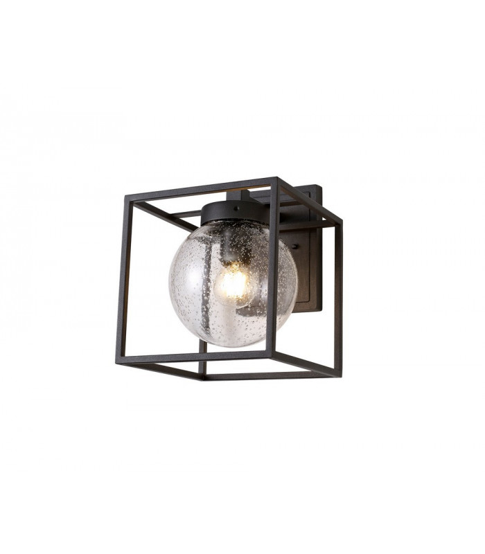 Down Wall Lamp, 1 x E27, IP54, Anthracite, Clear Seeded Glass