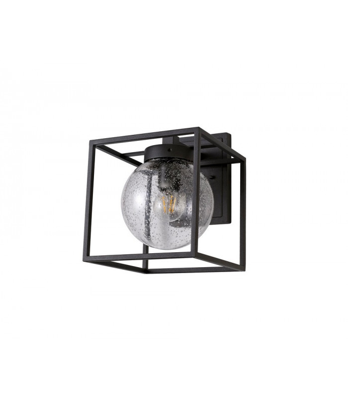 Down Wall Lamp, 1 x E27, IP54, Anthracite, Clear Seeded Glass