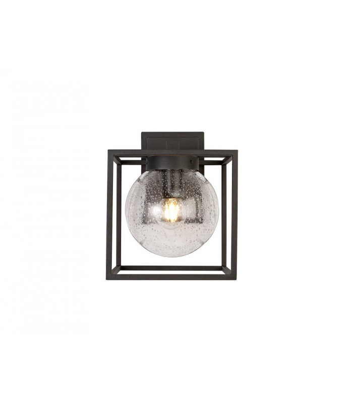 Down Wall Lamp, 1 x E27, IP54, Anthracite, Clear Seeded Glass