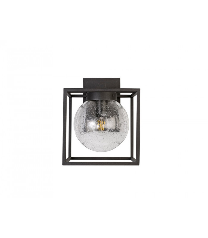 Down Wall Lamp, 1 x E27, IP54, Anthracite, Clear Seeded Glass