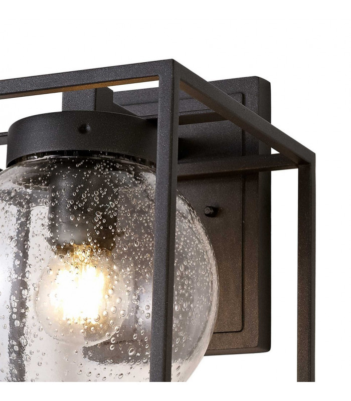 Down Wall Lamp, 1 x E27, IP54, Anthracite, Clear Seeded Glass