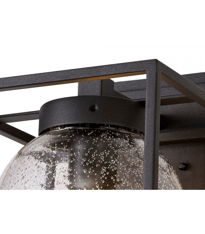 Down Wall Lamp, 1 x E27, IP54, Anthracite, Clear Seeded Glass