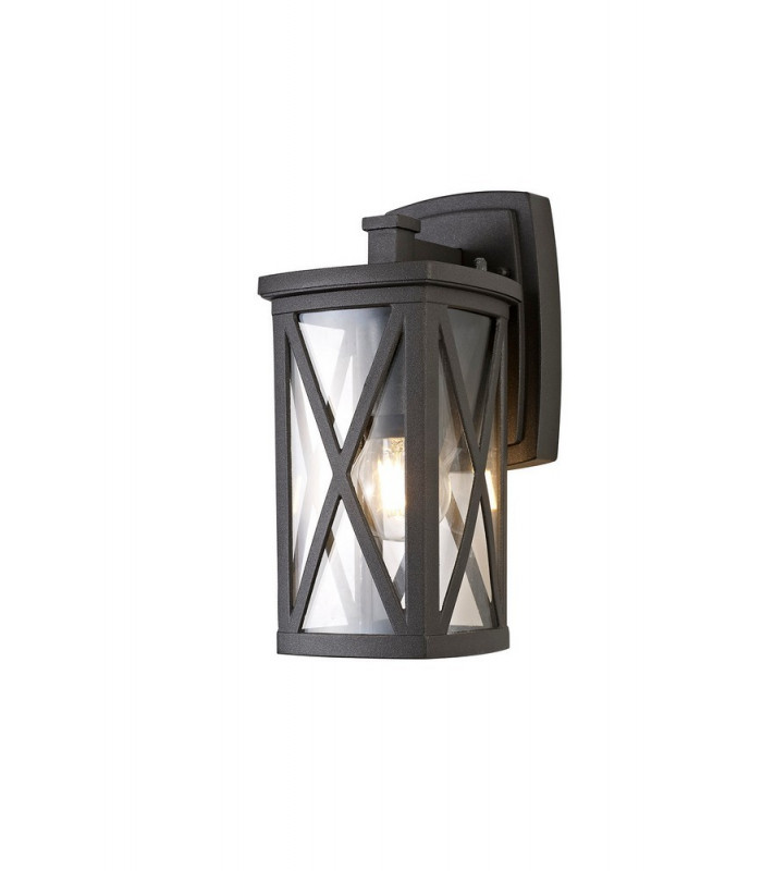 Down Criss Cross Wall Lamp, 1 x E27, IP54, Anthracite, Clear Glass