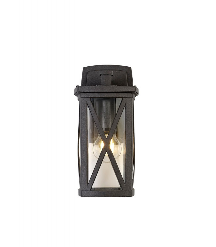 Down Criss Cross Wall Lamp, 1 x E27, IP54, Anthracite, Clear Glass