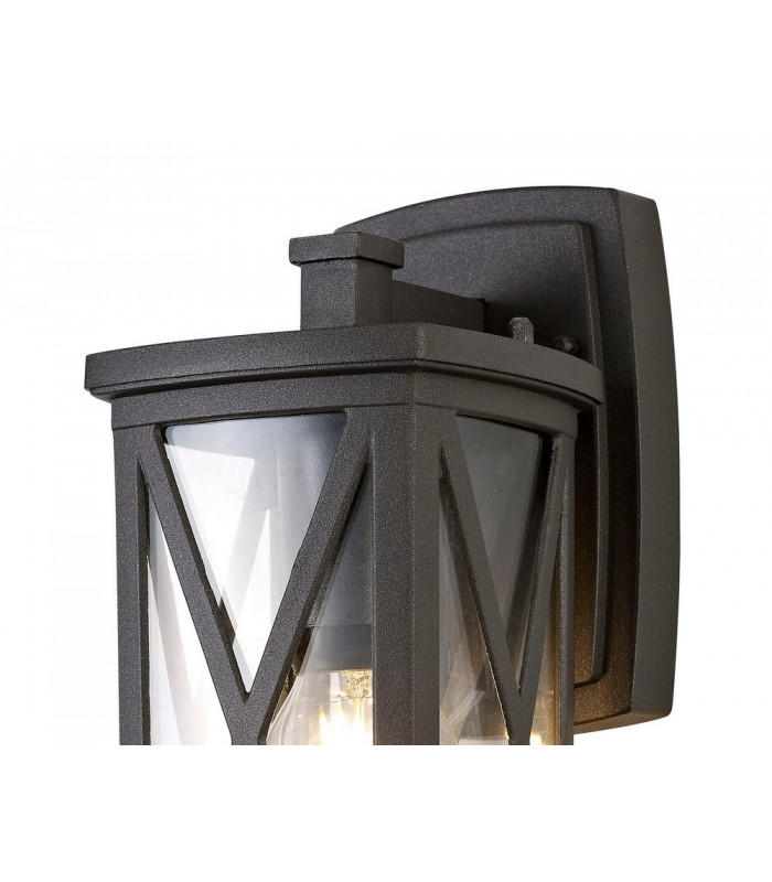 Down Criss Cross Wall Lamp, 1 x E27, IP54, Anthracite, Clear Glass