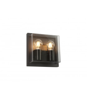 Flush Wall Lamp, 2 x E27, IP65, Anthracite, Clear PC