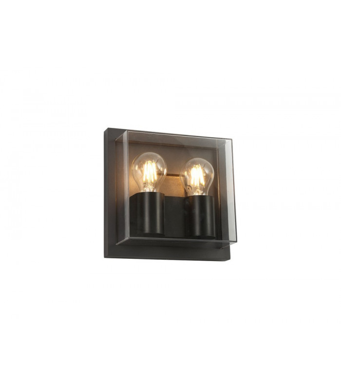 Flush Wall Lamp, 2 x E27, IP65, Anthracite, Clear PC
