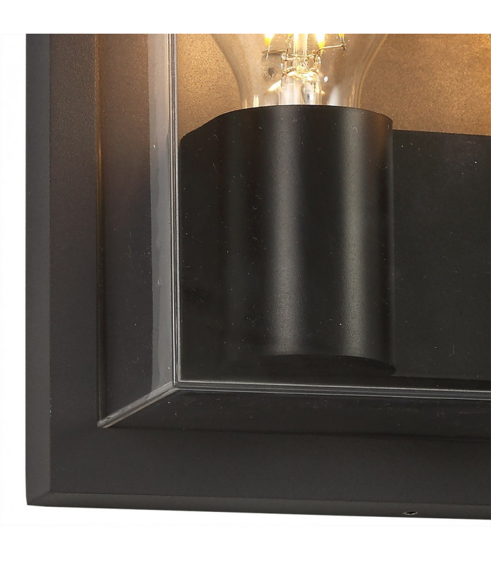 Flush Wall Lamp, 2 x E27, IP65, Anthracite, Clear PC