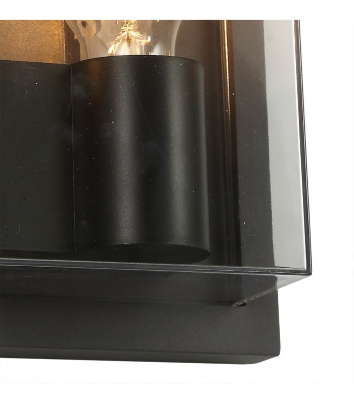 Flush Wall Lamp, 2 x E27, IP65, Anthracite, Clear PC