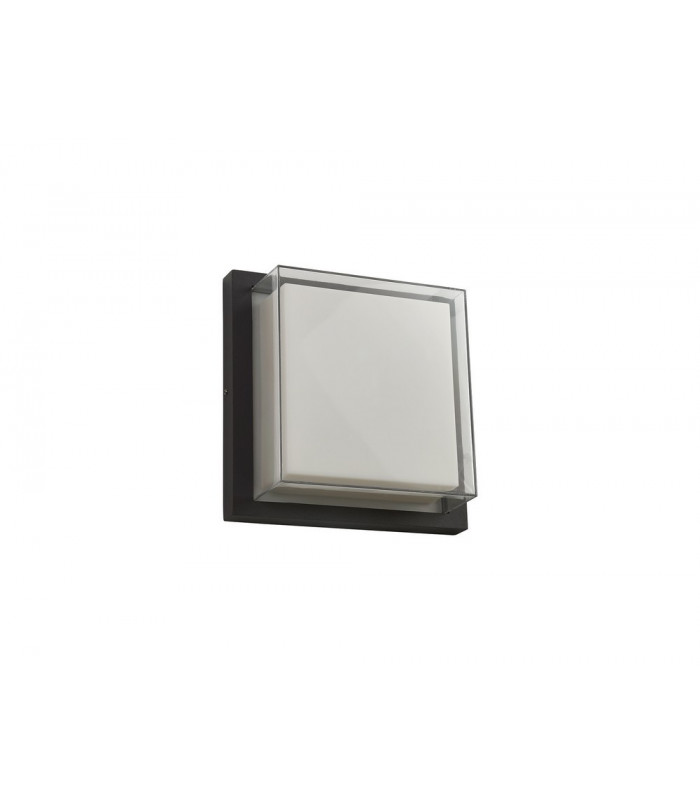 Flush Wall Lamp, 1 x 16W LED, 3000K, 1135lm, IP65, Anthracite, Opal, Clear PC