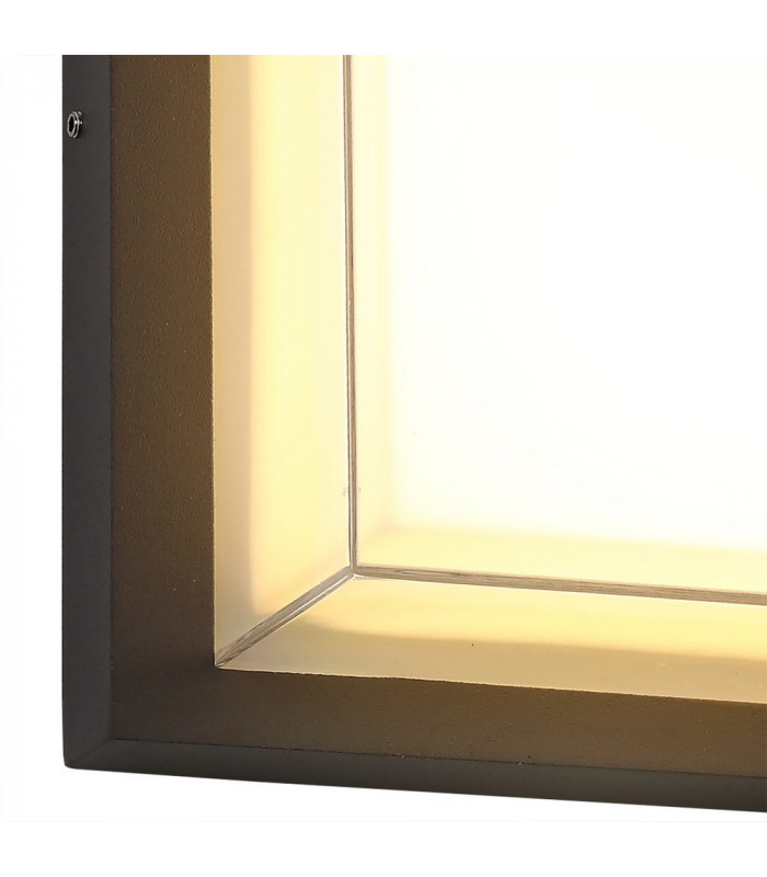 Flush Wall Lamp, 1 x 16W LED, 3000K, 1135lm, IP65, Anthracite, Opal, Clear PC