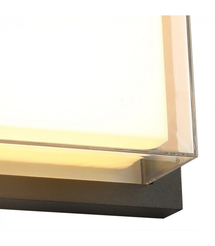Flush Wall Lamp, 1 x 16W LED, 3000K, 1135lm, IP65, Anthracite, Opal, Clear PC