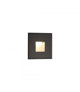 Recessed Square Wall Lamp, 1 x 1.8W LED, 3000K, 70lm, IP65, Black