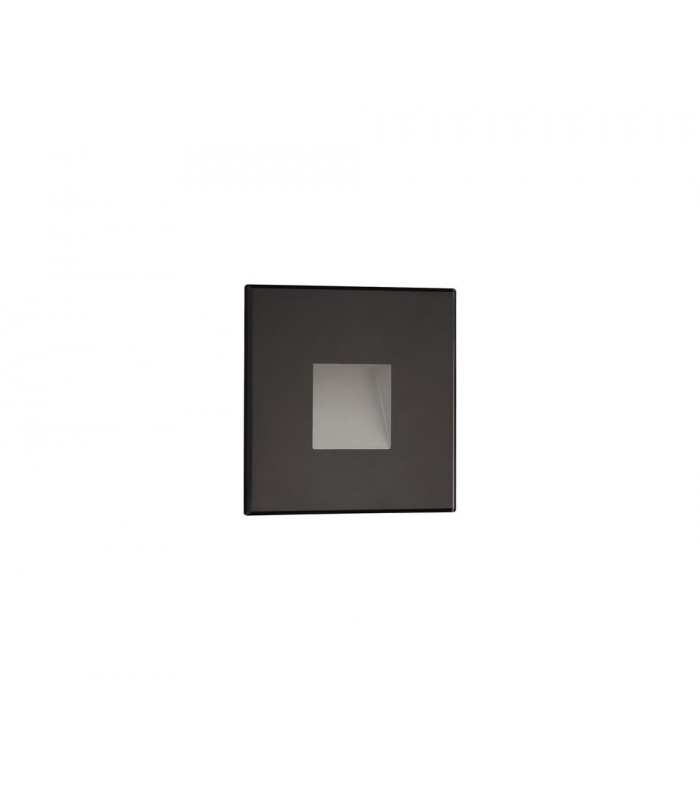 Recessed Square Wall Lamp, 1 x 1.8W LED, 3000K, 70lm, IP65, Black
